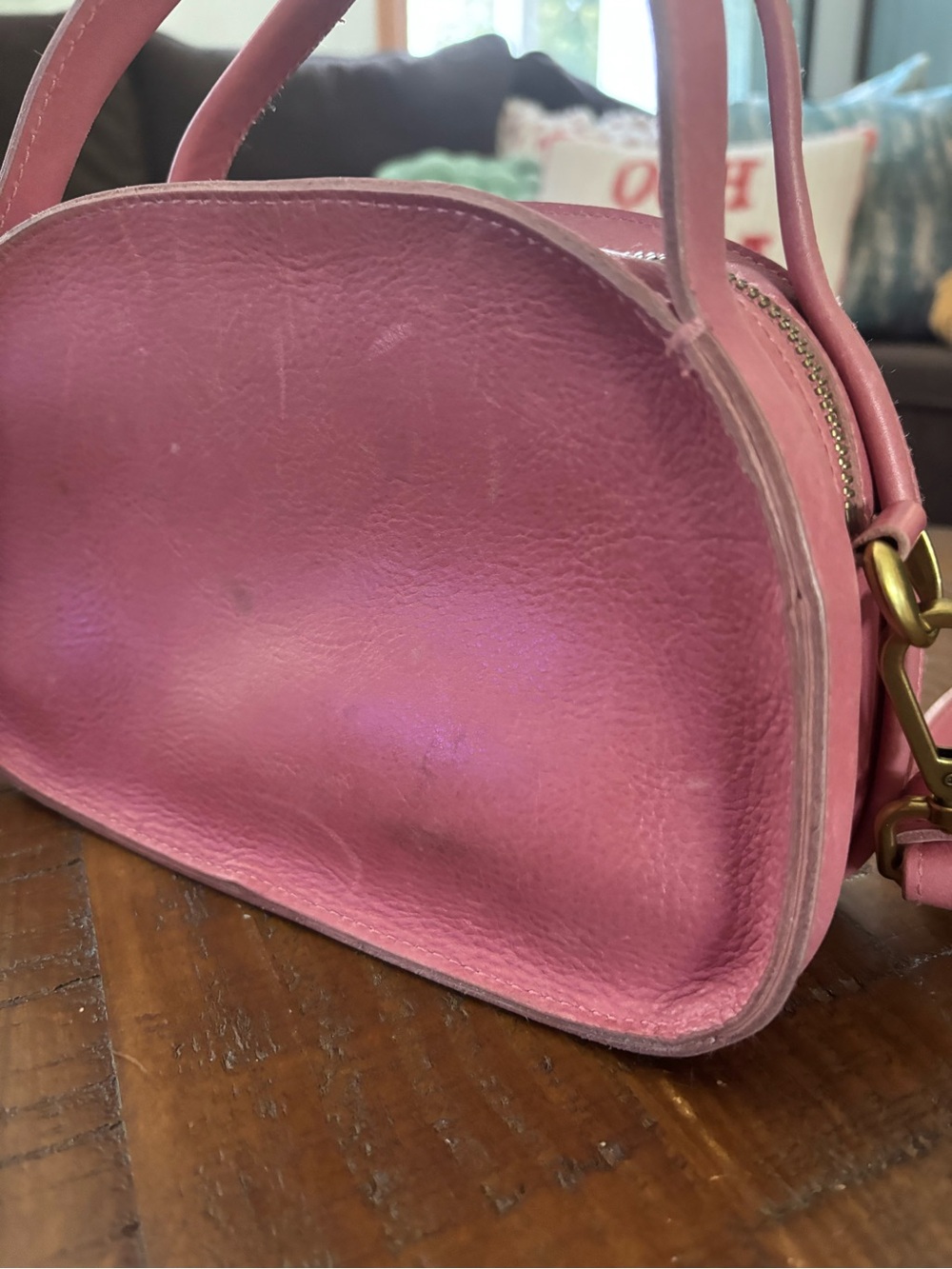 Madewell Pink Leather Dome Crossbody Bag - Picture 3 of 7